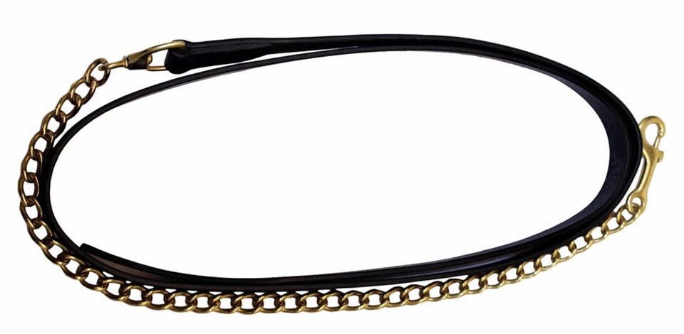 Henri de Rivel Pro Collection Leather Lead with Solid Brass Chain, view 5