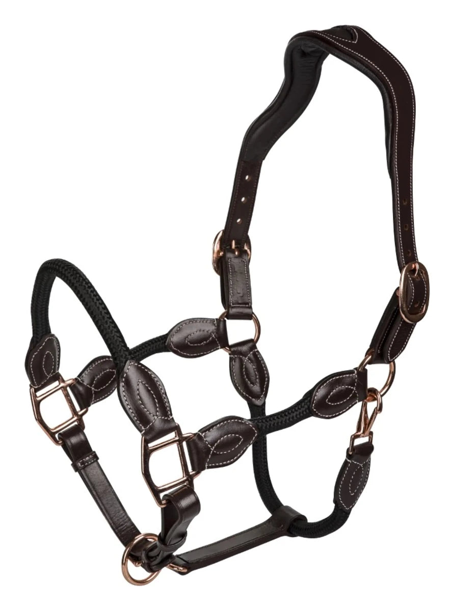 Henri de Rivel Leather Rope Halter, Havana with Hunter Rope, Cob, view 7