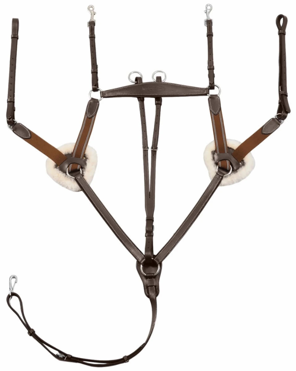 Henri de Rivel Pro 5 Point Elastic Breastplate Martingale, Havana/HORSE, view 11