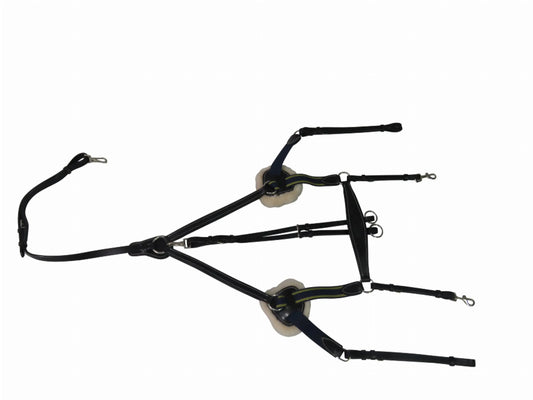 Henri de Rivel Pro 5 Point Elastic Breastplate Martingale - Running Attachment with Removable Fleece