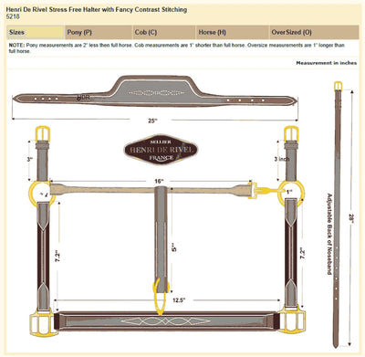 Henri de Rivel Stress Free Halter With Fancy Contrast Stitching, Cob