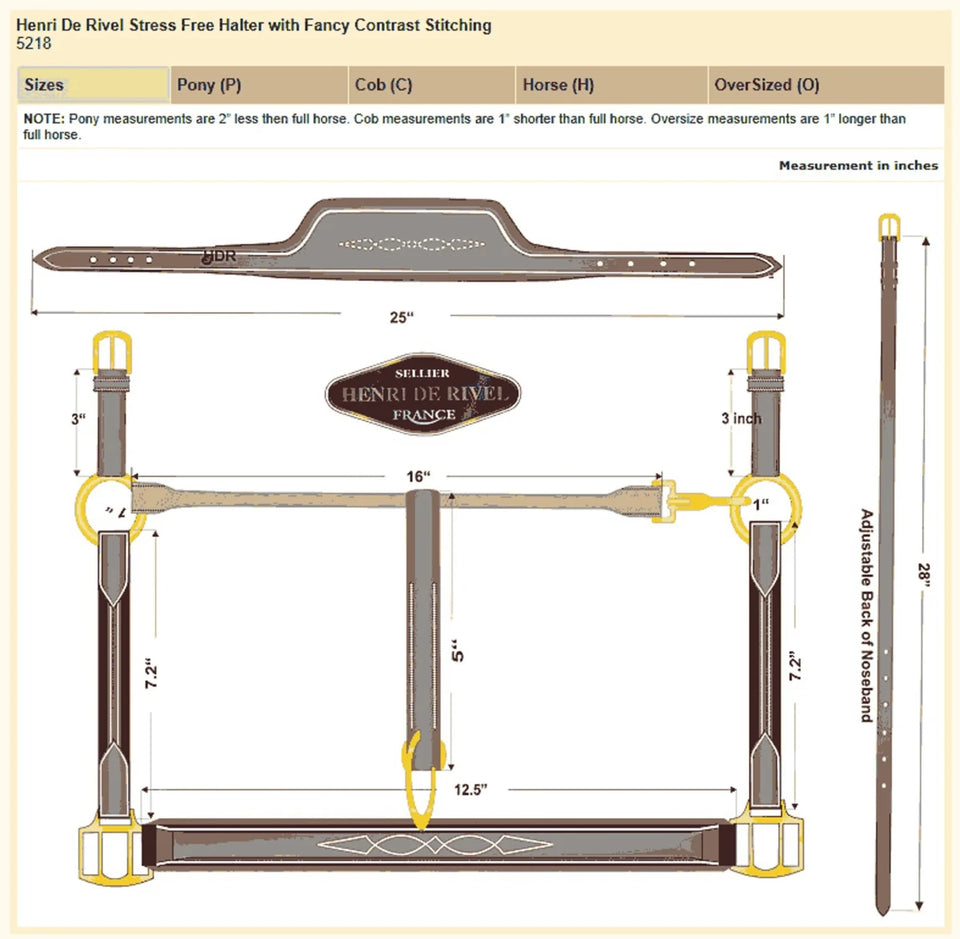 Henri de Rivel Stress Free Halter With Fancy Contrast Stitching, Cob, view 6