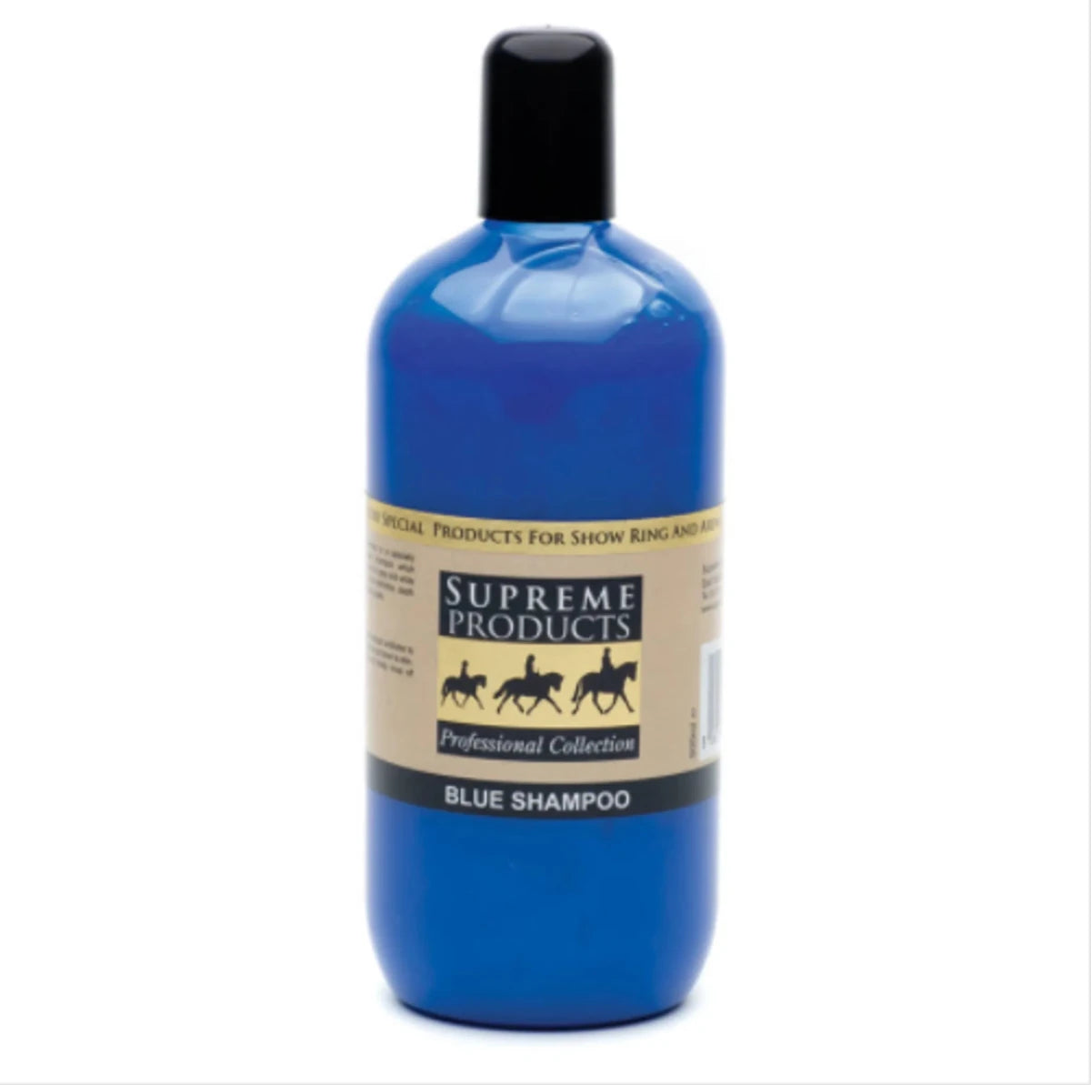 Supreme Products Blue Shampoo - 1 litre in blue bottle with black cap, professional collection for pet grooming supplies.