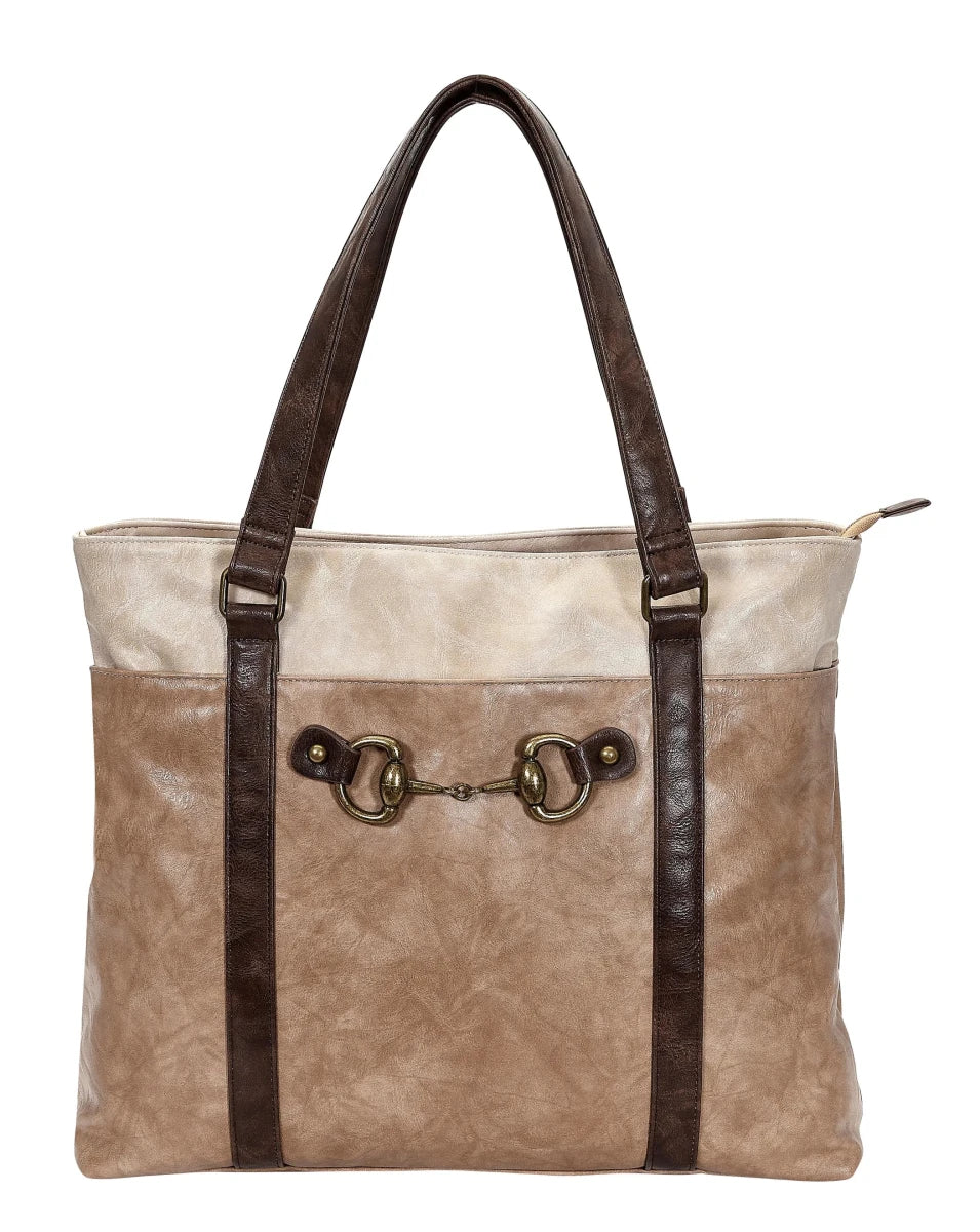 AWST Int'l Colorblock Snaffle Bit Laptop Tote- Brown, view 4