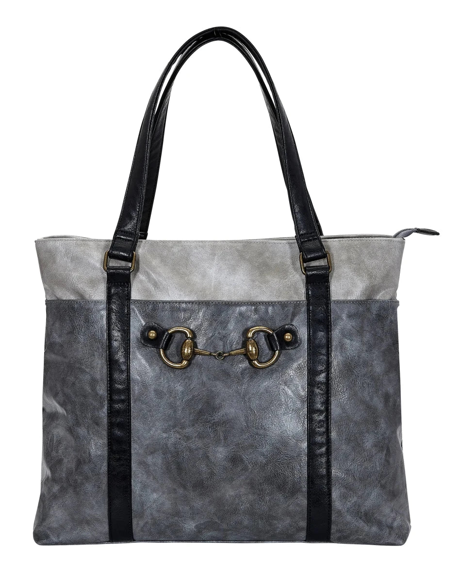 AWST Int'l Colorblock Snaffle Bit Laptop Tote- Brown, view 3