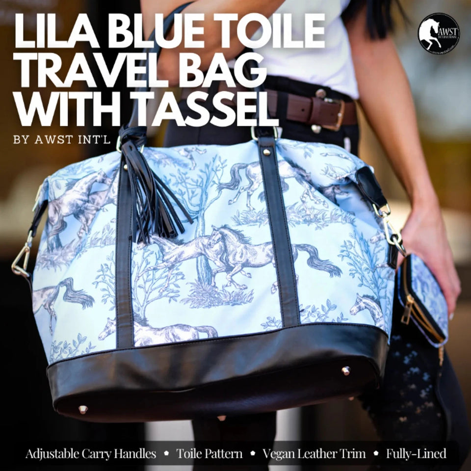 Awst Intl Lila Blue Toile Pattern Travel Bag Withtassel, view 7