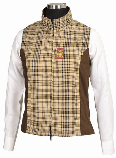 5/A Baker Ladies Select Vest - Plaid Equestrian Vest with Adj. Waist, Chocolate/LARGE