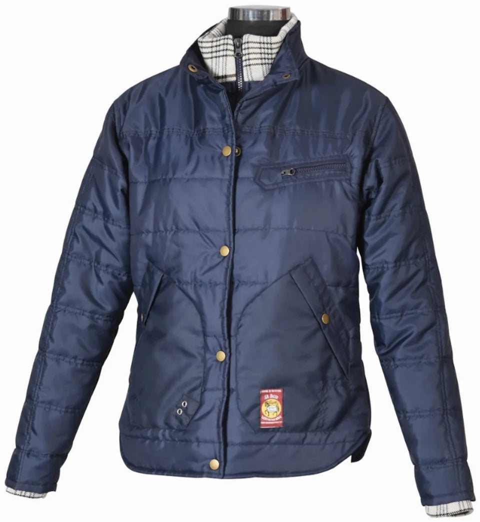 Women's Equestrian Jacket, Classic Plaid Lined Windbreaker, Navy/1, view 6