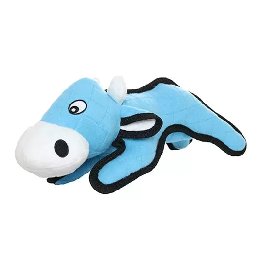 Tuffy Barnyard Cow Dog Toy - Ultra-Durable 4-Layer Plush with Squeaker - Floats