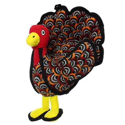 Tuffy Barnyard Turkey Dog Toy - Ultra-Durable 4-Layer Plush with Squeaker - Floats