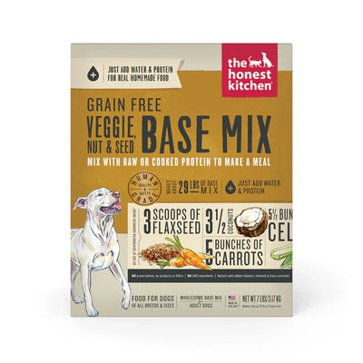 Front view of The Honest Kitchen Kindly Veggie, Nut And Seed Grain-Free Dehydrated Dog Base Mix 7 lb packaging.
