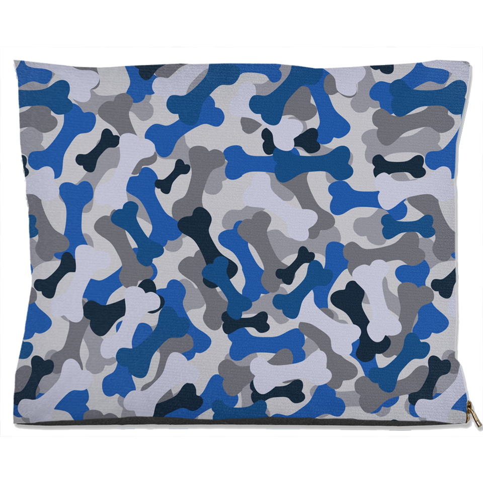 Bone Camo Blue Dog Bed, Fleece/18x28 inch, view 2