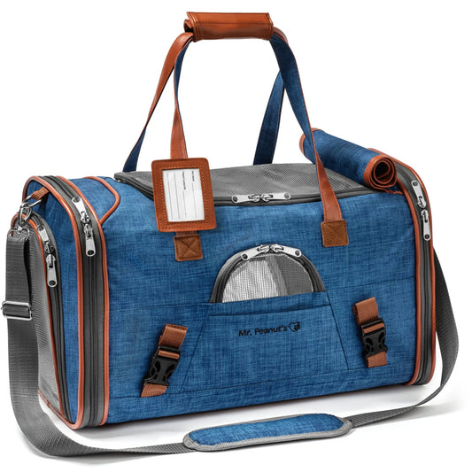 Mr. Peanut's Gold Series Airline-Capable Pet Carrier - Soft-Sided Carrier with Privacy Cover for Pets up to 15 lbs