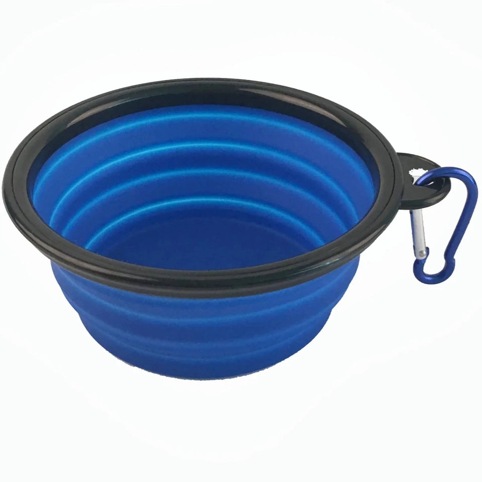 Single Blue Silicone Collapsible Travel Bowl, view 3