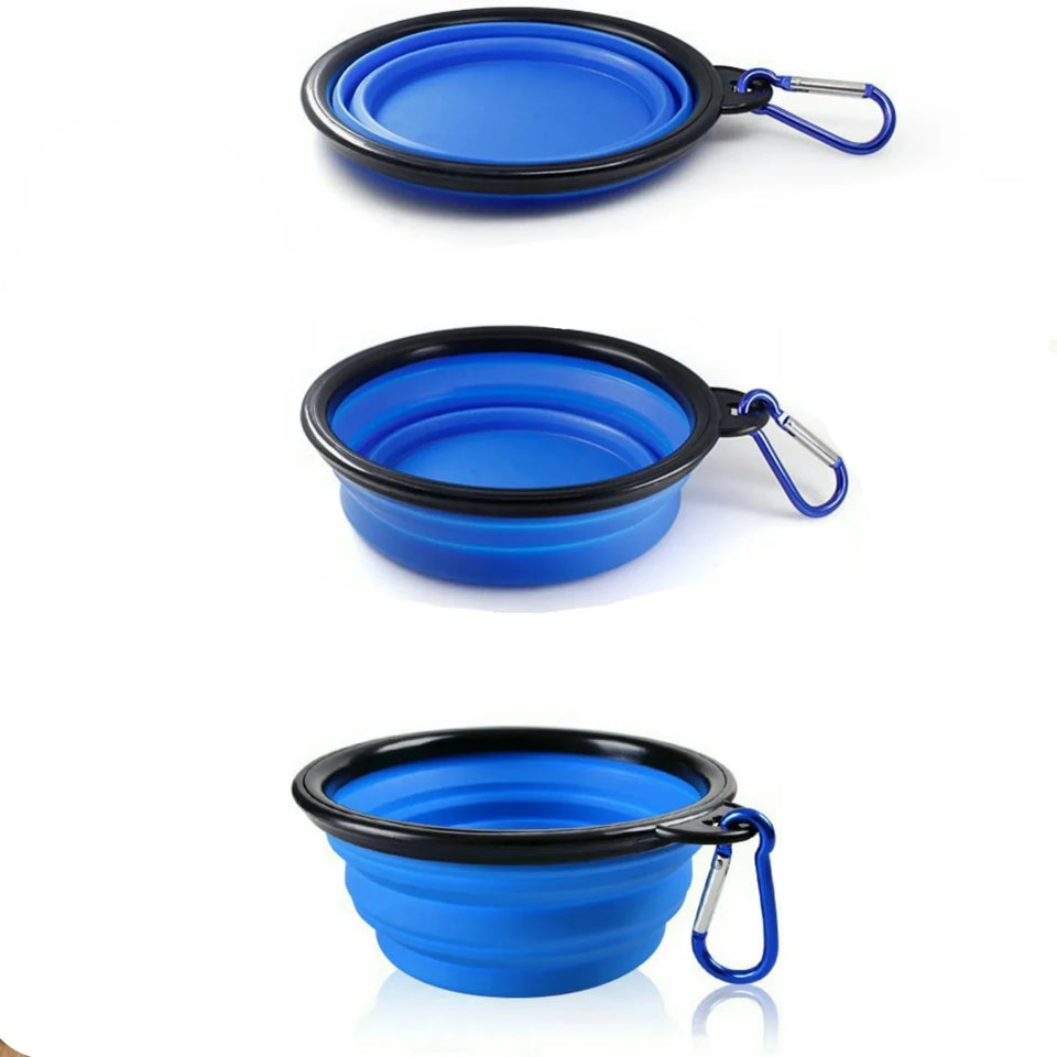 Single Blue Silicone Collapsible Travel Bowl, view 4