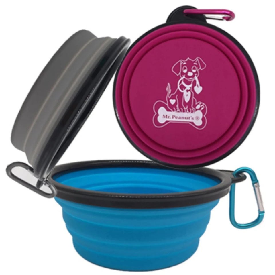 Mr. Peanut's Collapsible Silicone Dog Bowls with Carabiner Clips, 3 ct, view 6