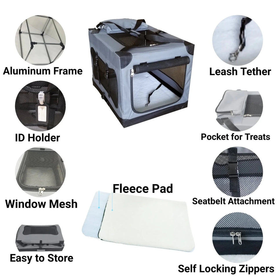 Mr. Peanut's Soft-Sided Portable Pet Crate with Lightweight Aluminum, view 6