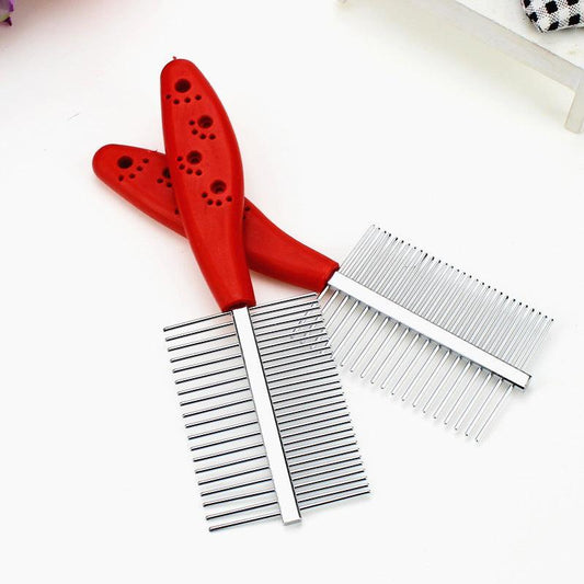 Double-Row Pet Grooming Comb - Dual-Sided Detangling Tool for Dogs & Cats