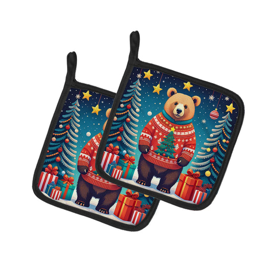 Animal Christmas Pair of Pot Holders - Size: 7.5HX7.5W | Pack Of: 1 | Collection name: Animal christmas