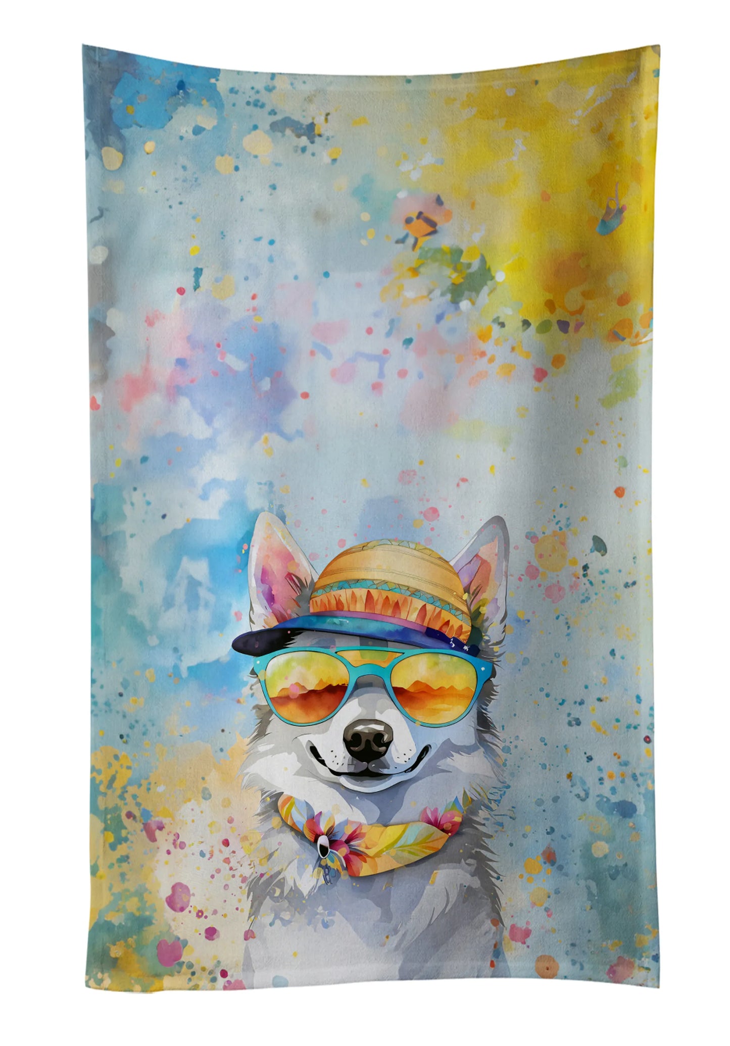 Dog Lover Kitchen Towel - Absorbent Cotton Dish Towel with Hippie Dog Design