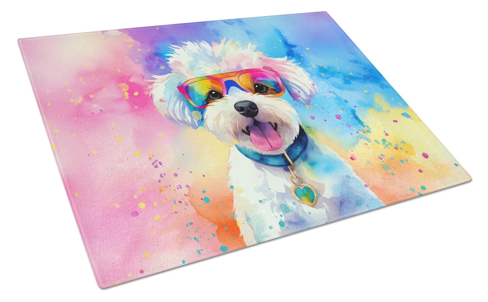 Hippie Dawg Glass Cutting Board - Large, Bichon frise 2463, view 16