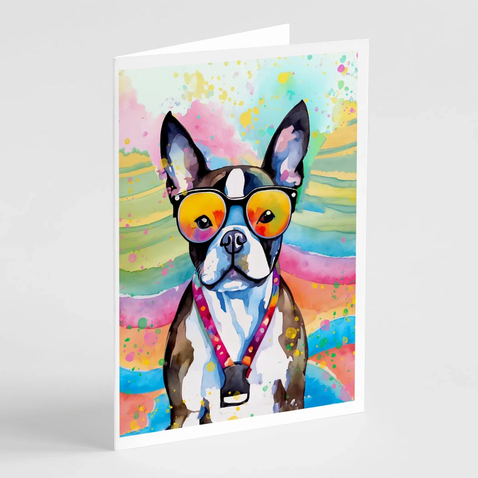 Hippie Dawg Greeting Cards - 5 x 7, Boston terrier 2468, view 21