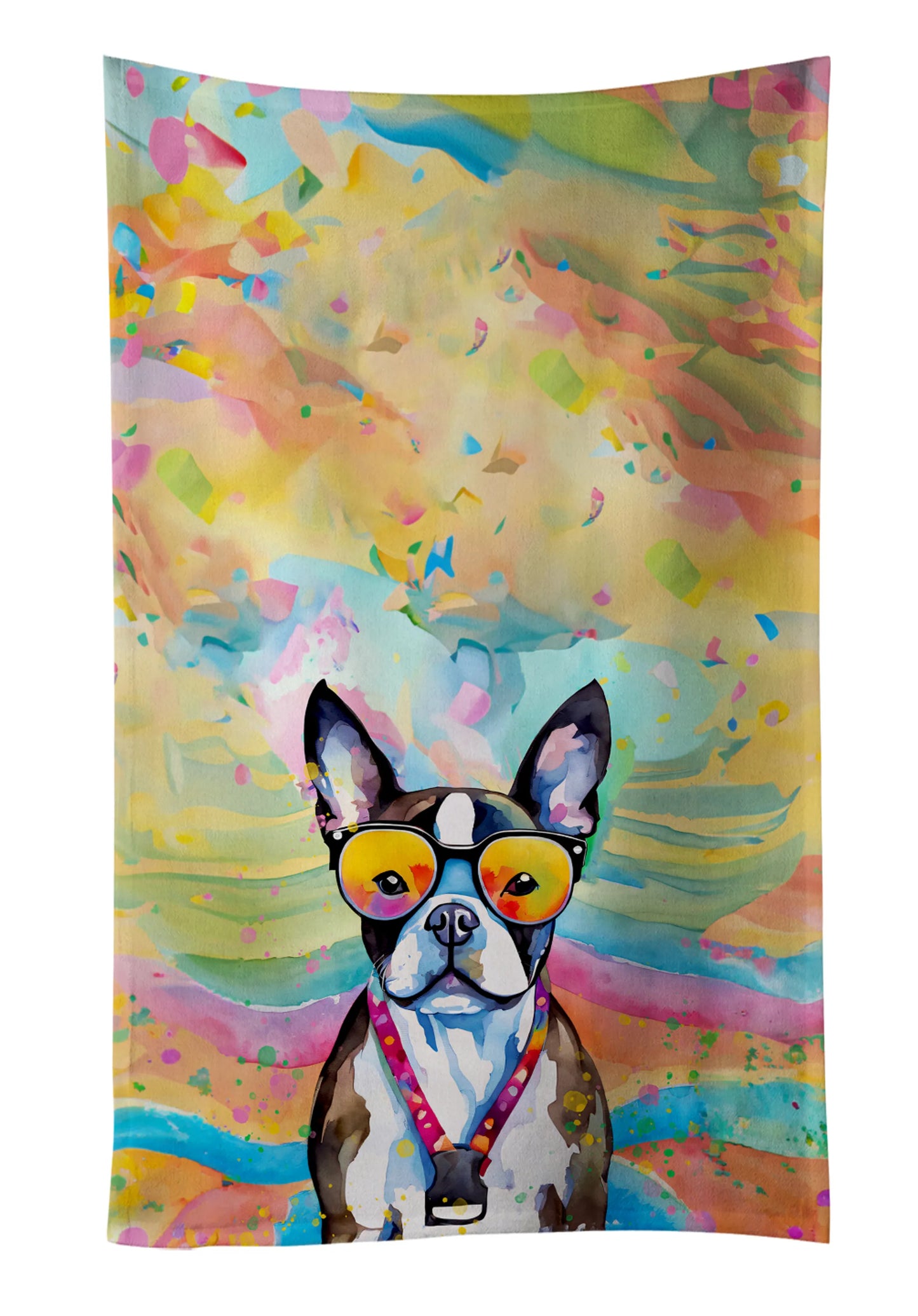 Dog Lover Kitchen Towel - Absorbent Cotton Dish Towel with Hippie Dog Design