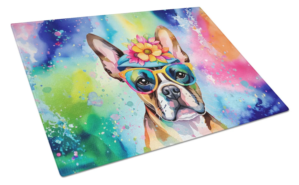 Hippie Dawg Glass Cutting Board - Large, Boston terrier 2469, view 22