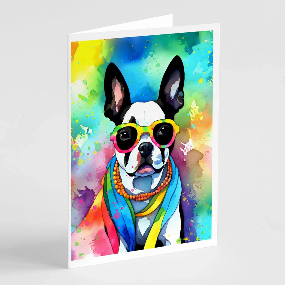 Hippie Dawg Greeting Cards - 5 x 7, Boston terrier 2470, view 23