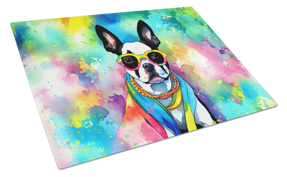 Hippie Dawg Glass Cutting Board - Large, Boston terrier 2470, view 23
