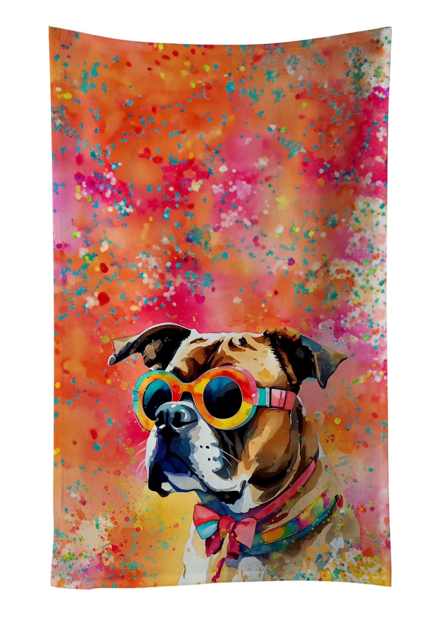 Dog Lover Kitchen Towel - Absorbent Cotton Dish Towel with Hippie Dog Design