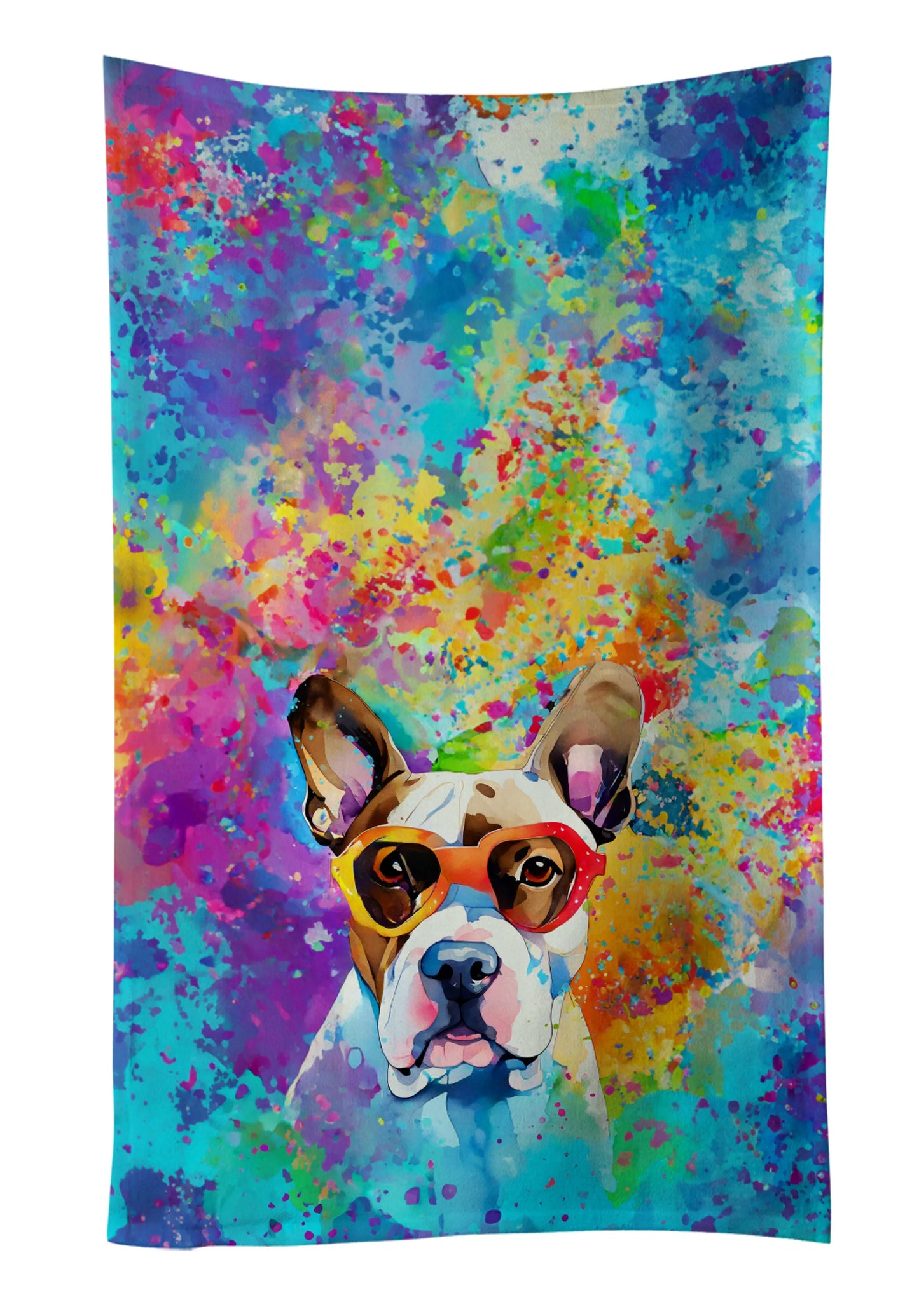 Dog Lover Kitchen Towel - Absorbent Cotton Dish Towel with Hippie Dog Design