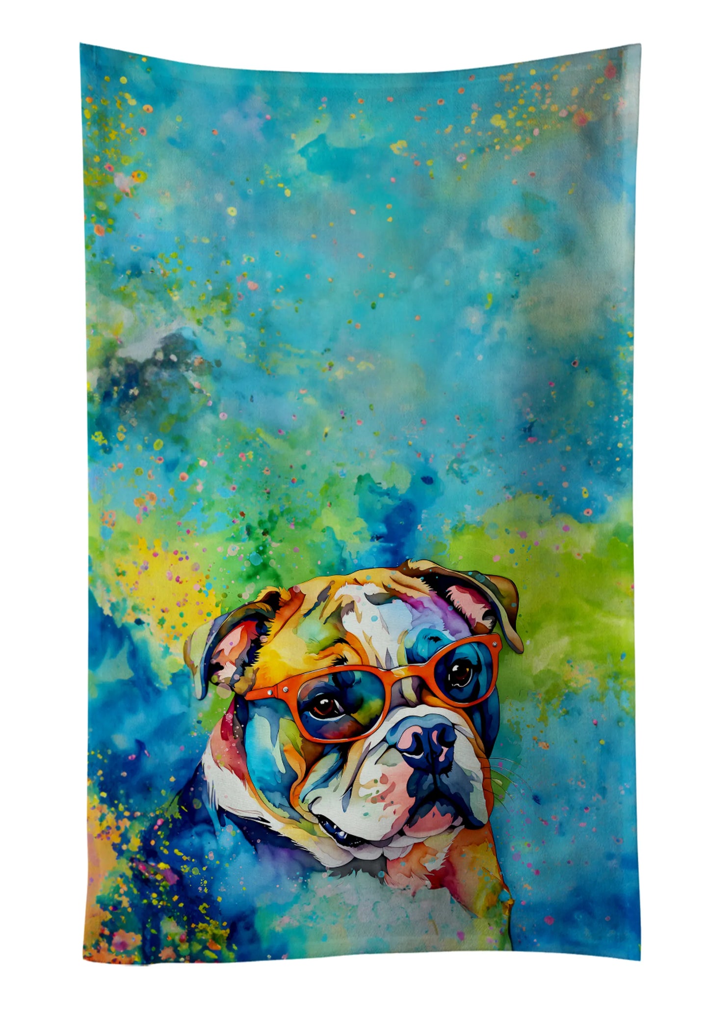 Dog Lover Kitchen Towel - Absorbent Cotton Dish Towel with Hippie Dog Design