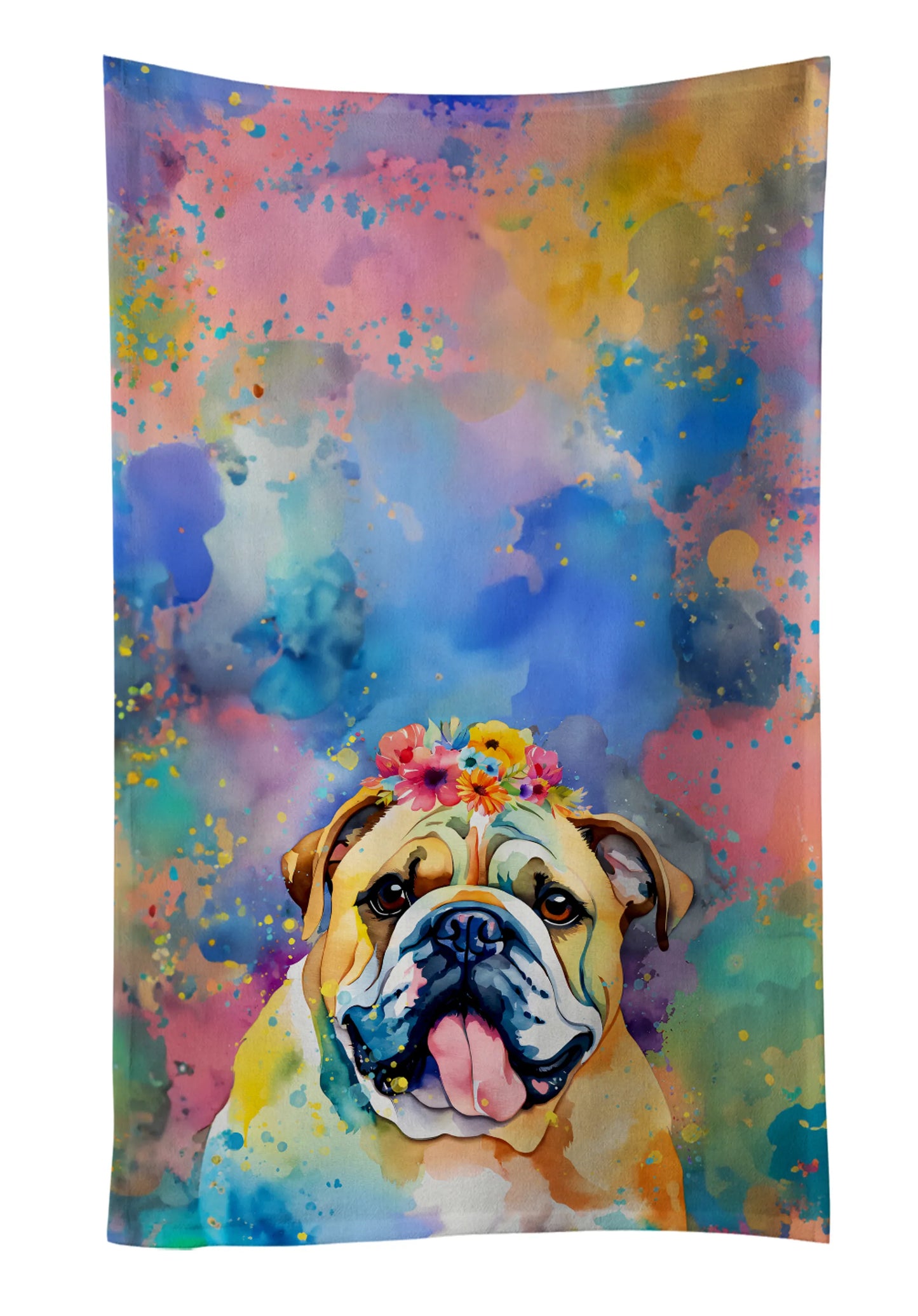 Dog Lover Kitchen Towel - Absorbent Cotton Dish Towel with Hippie Dog Design