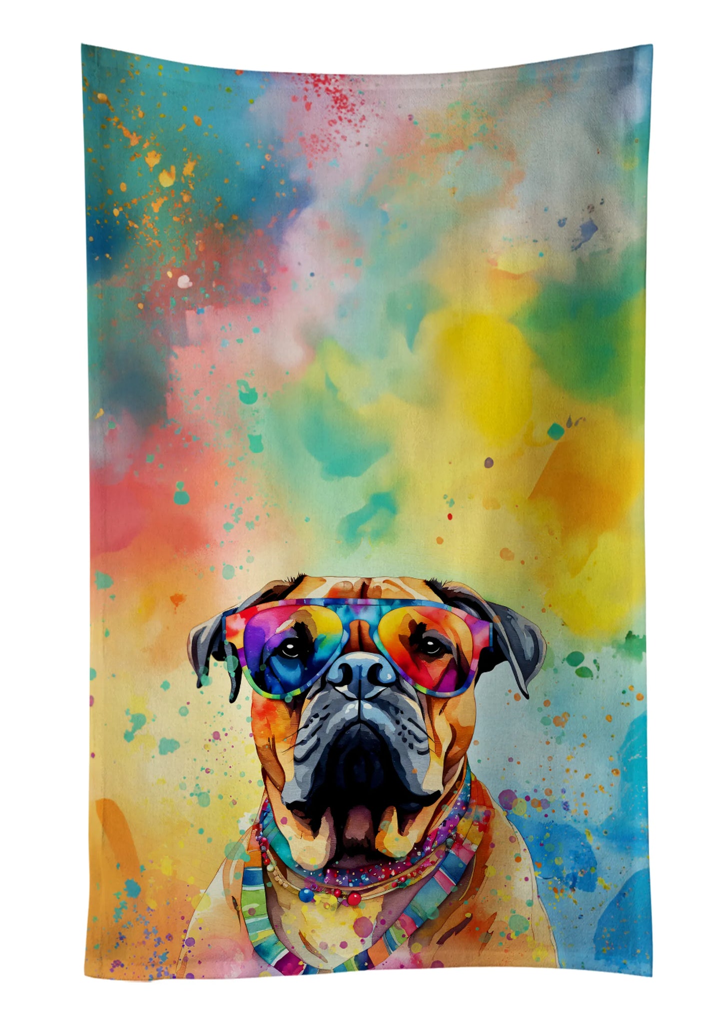 Dog Lover Kitchen Towel - Absorbent Cotton Dish Towel with Hippie Dog Design