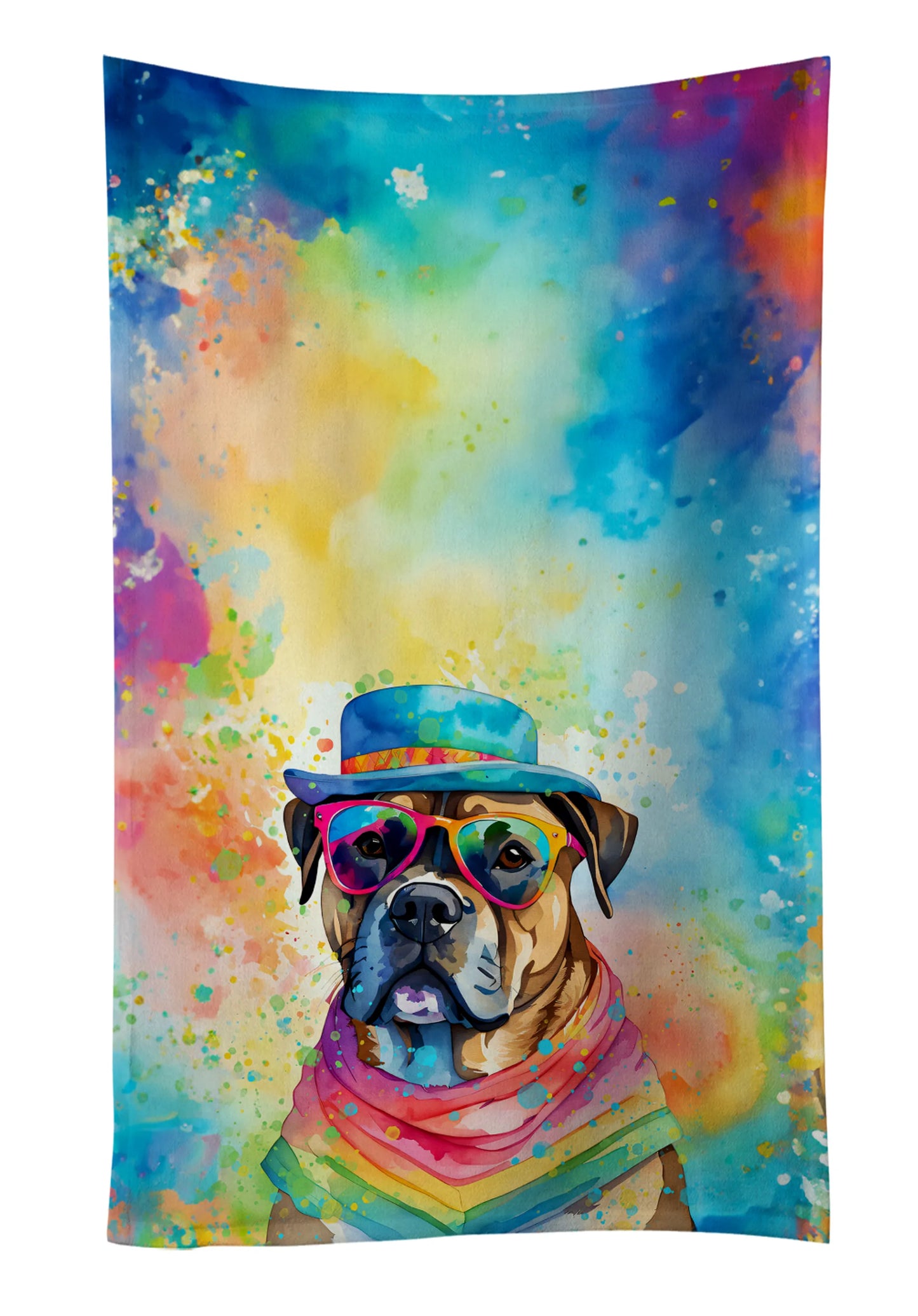 Dog Lover Kitchen Towel - Absorbent Cotton Dish Towel with Hippie Dog Design