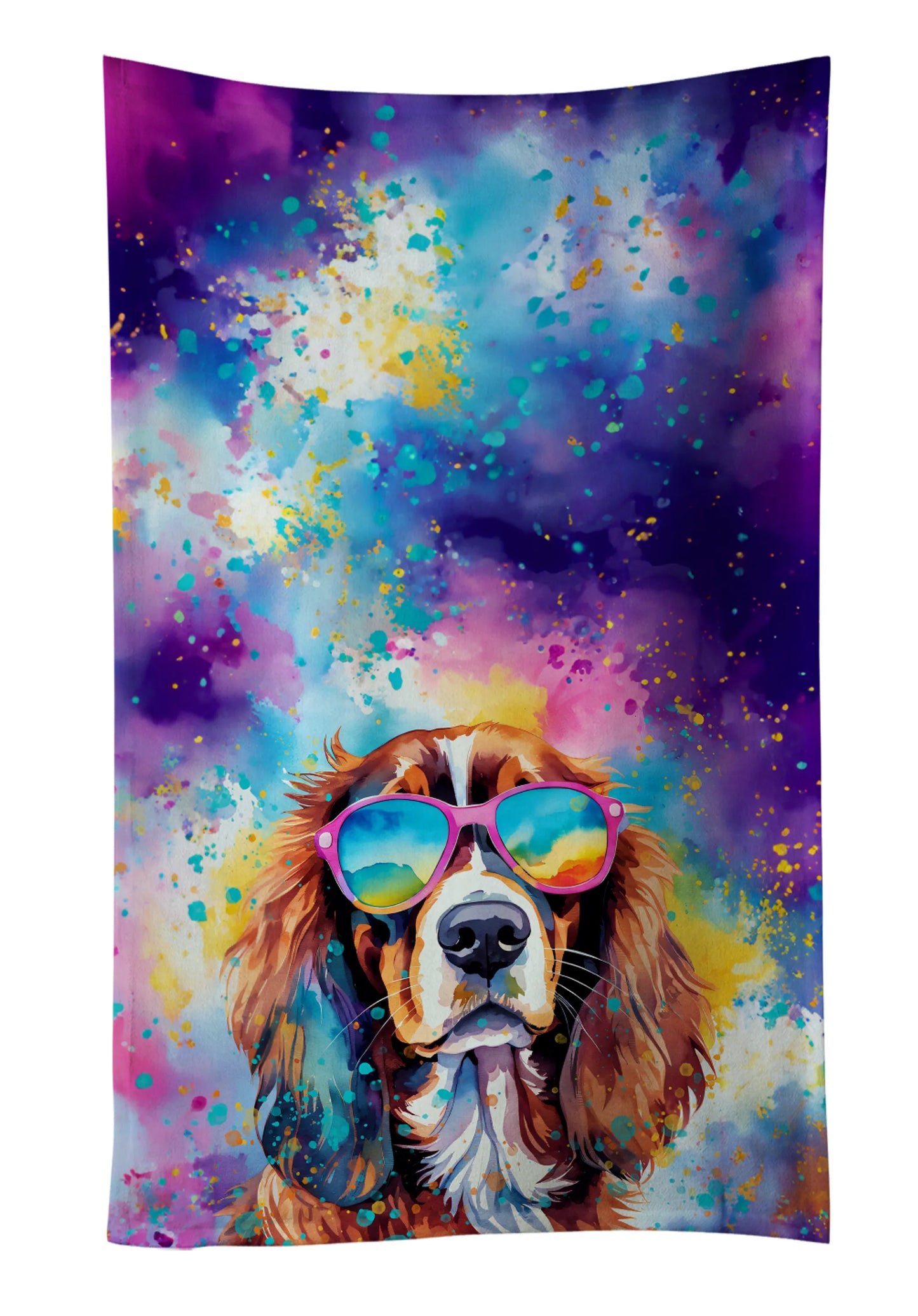 Dog Lover Kitchen Towel - Absorbent Cotton Dish Towel with Hippie Dog Design