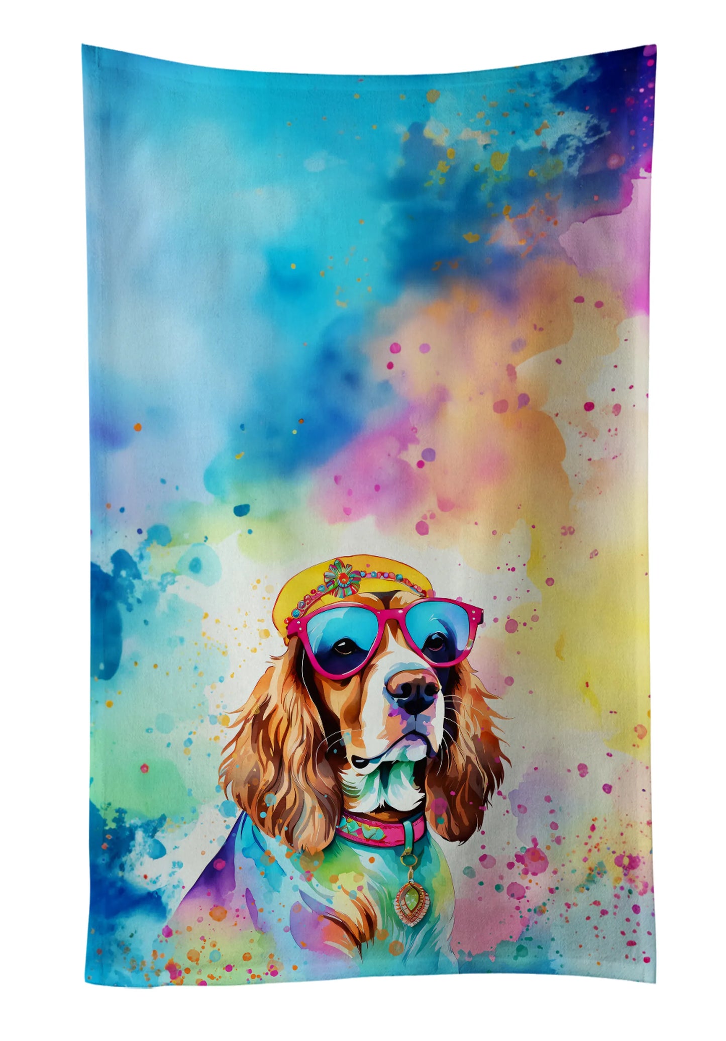 Dog Lover Kitchen Towel - Absorbent Cotton Dish Towel with Hippie Dog Design