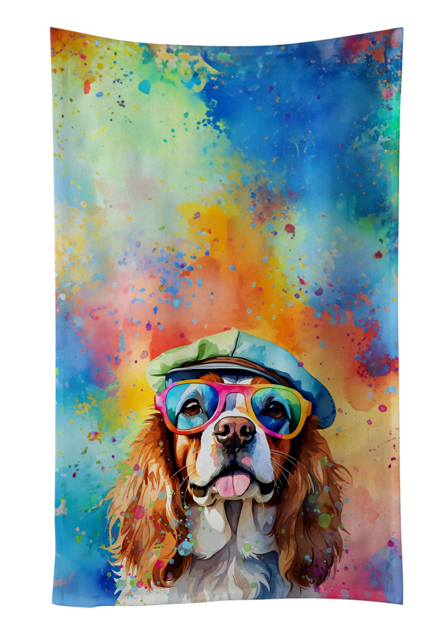 Dog Lover Kitchen Towel - Absorbent Cotton Dish Towel with Hippie Dog Design