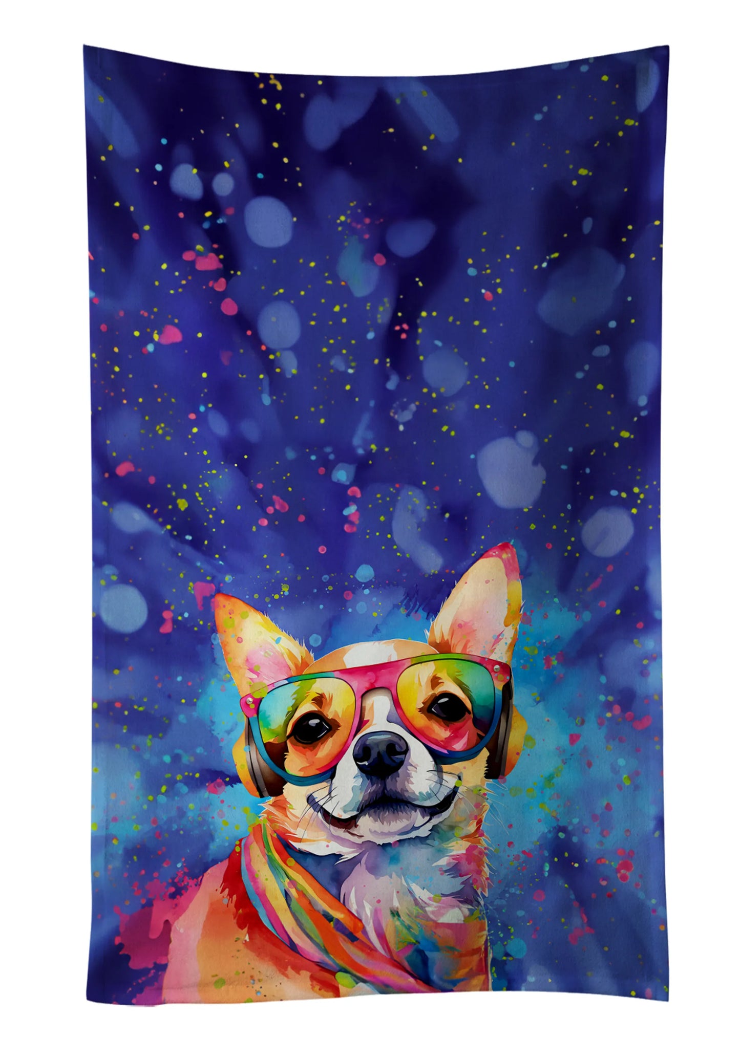 Dog Lover Kitchen Towel - Absorbent Cotton Dish Towel with Hippie Dog Design