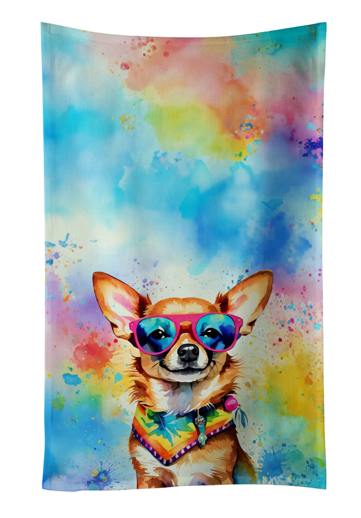 Dog Lover Kitchen Towel - Absorbent Cotton Dish Towel with Hippie Dog Design