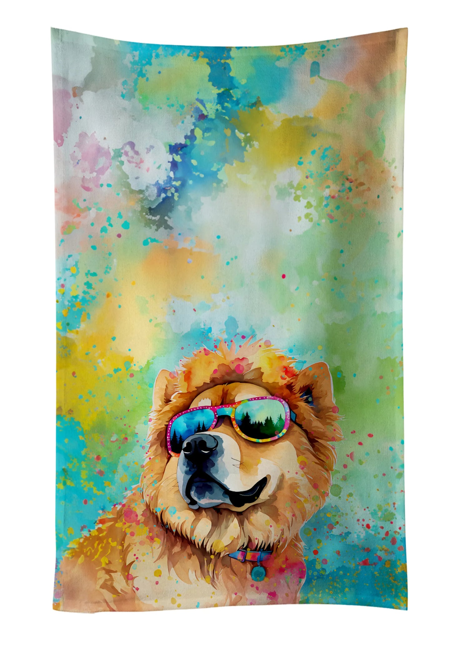 Dog Lover Kitchen Towel - Absorbent Cotton Dish Towel with Hippie Dog Design