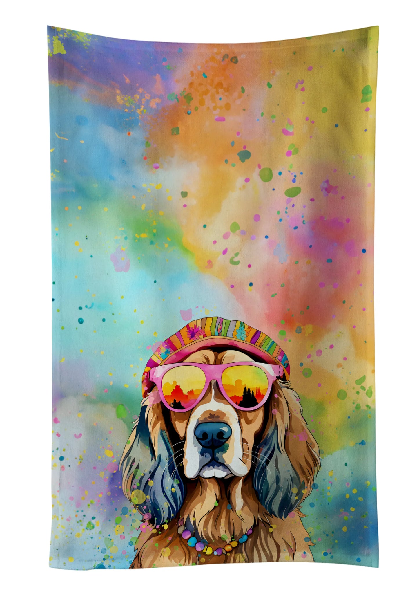 Dog Lover Kitchen Towel - Absorbent Cotton Dish Towel with Hippie Dog Design