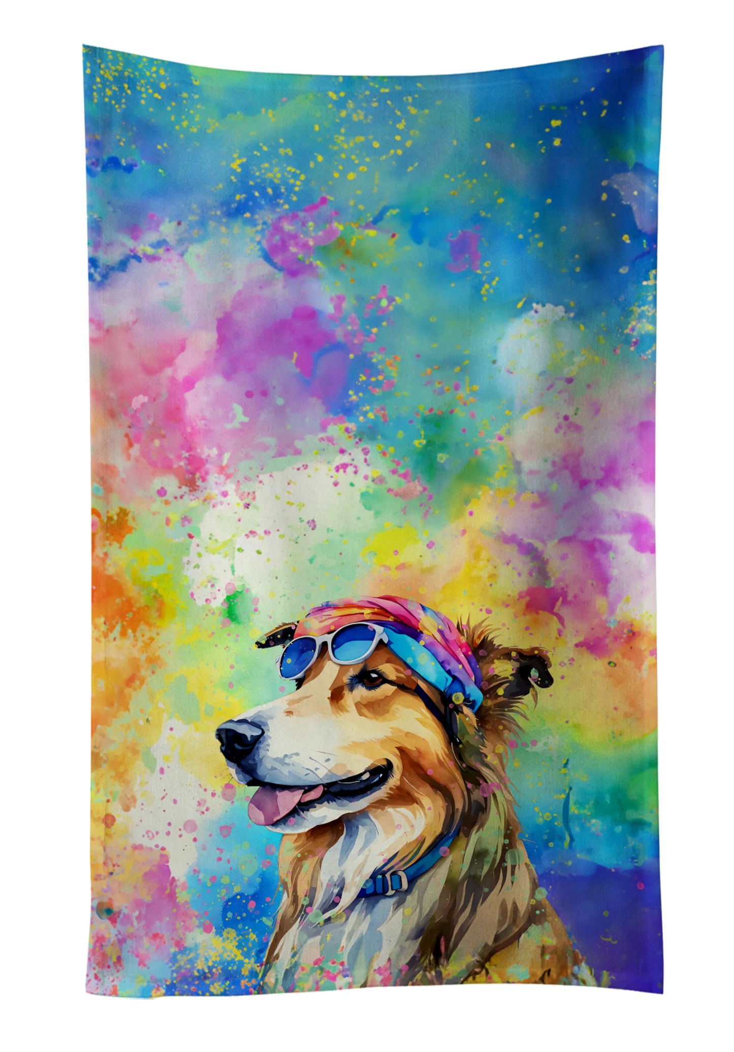 Dog Lover Kitchen Towel - Absorbent Cotton Dish Towel with Hippie Dog Design