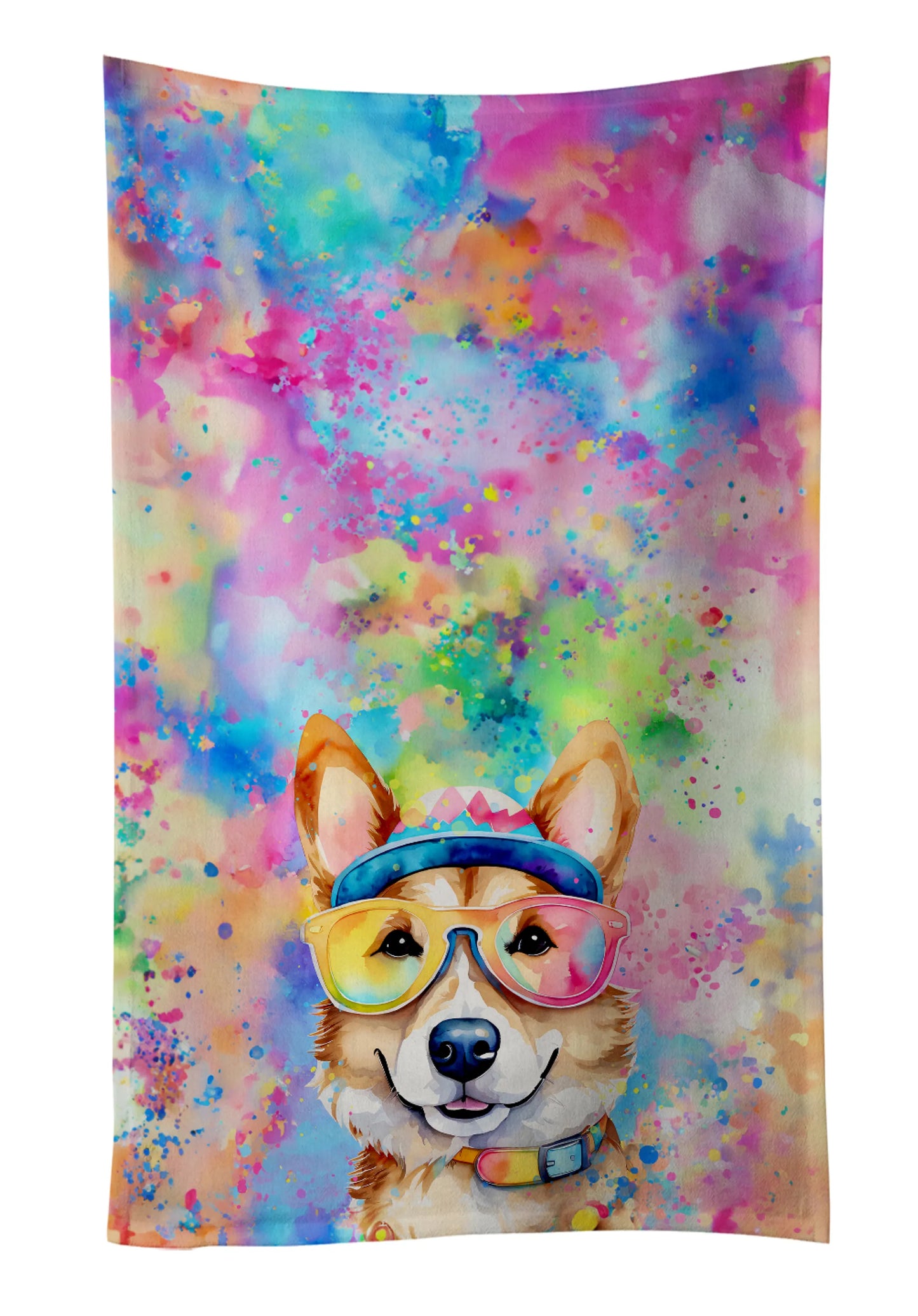 Dog Lover Kitchen Towel - Absorbent Cotton Dish Towel with Hippie Dog Design