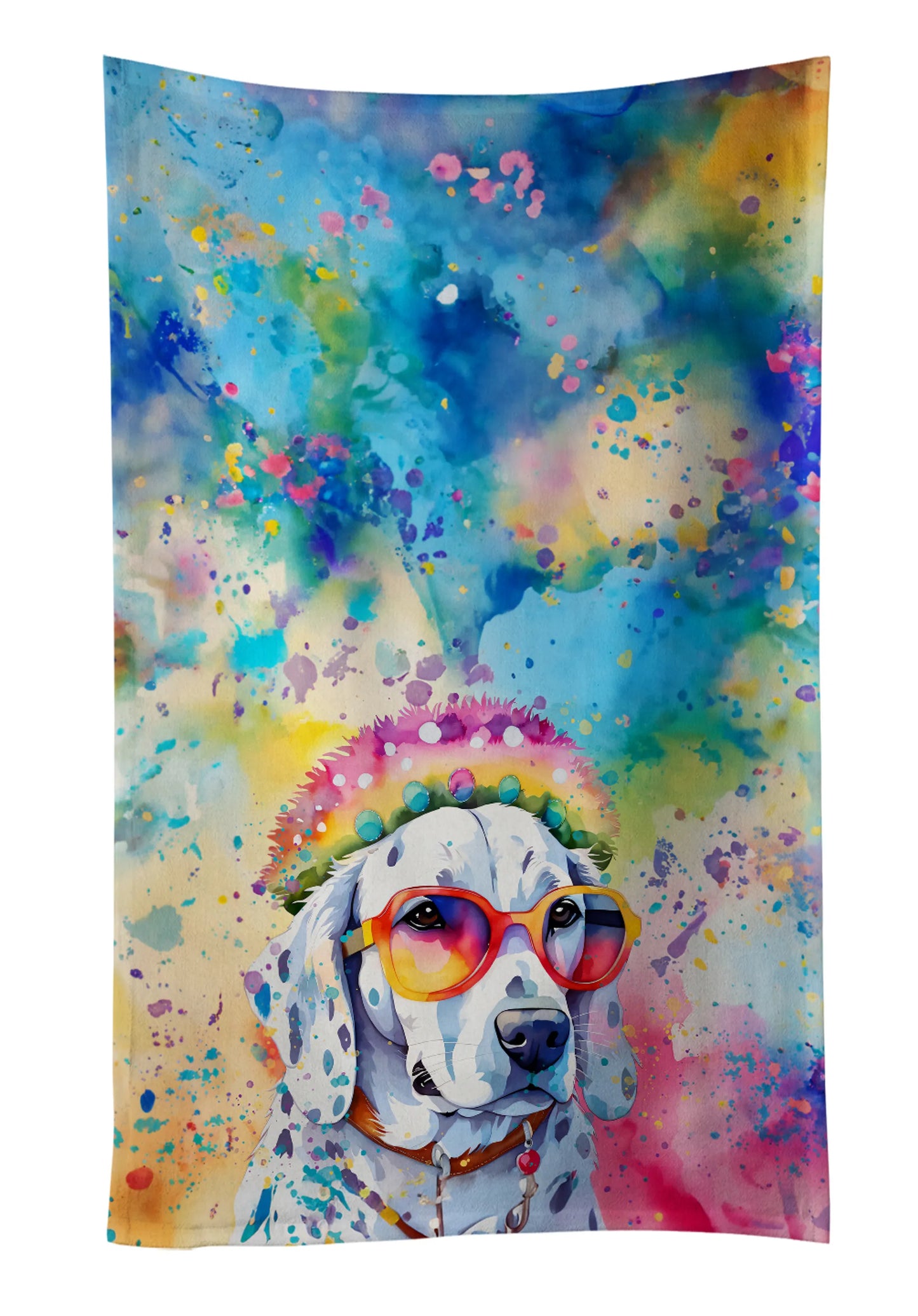 Dog Lover Kitchen Towel - Absorbent Cotton Dish Towel with Hippie Dog Design