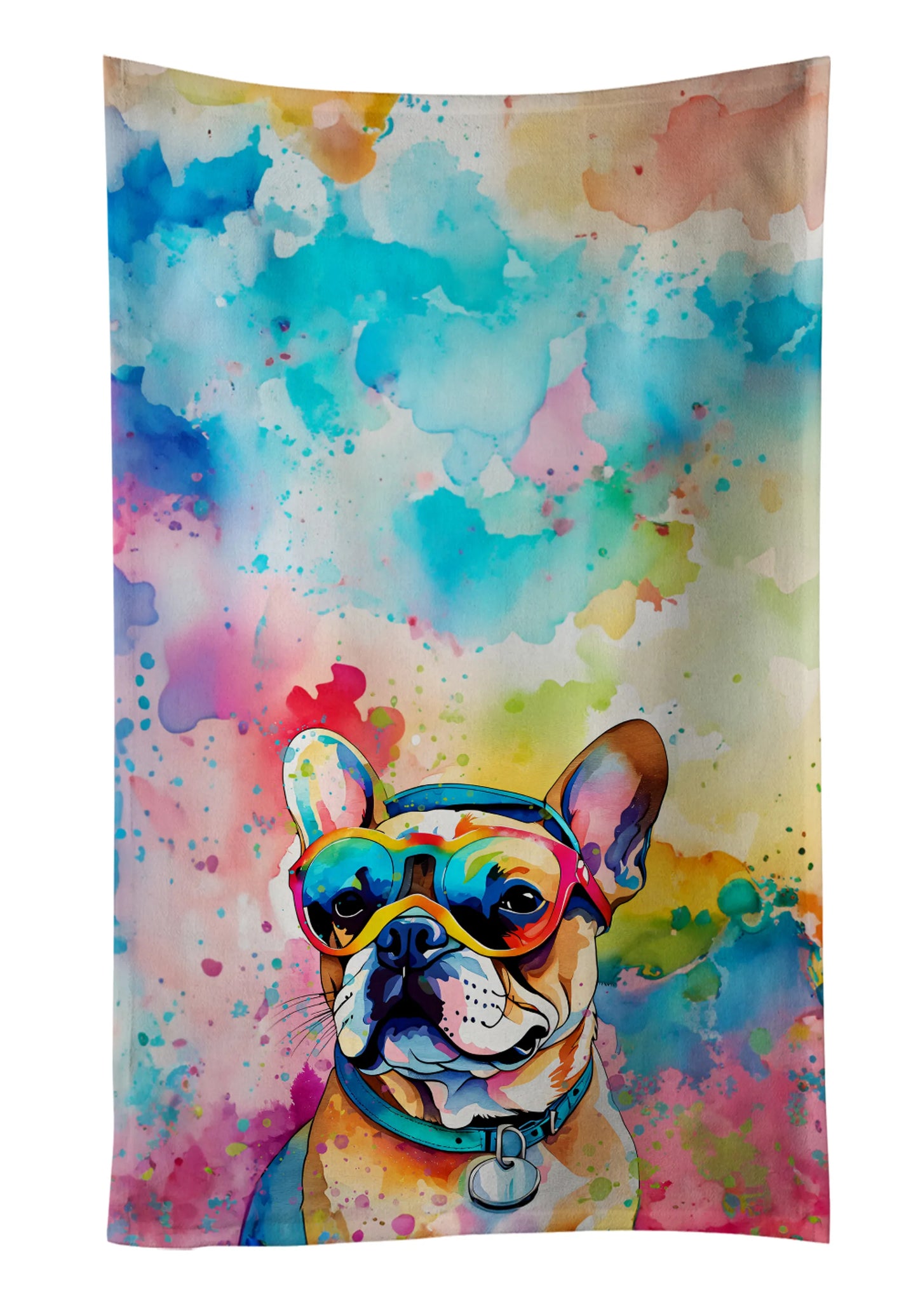Dog Lover Kitchen Towel - Absorbent Cotton Dish Towel with Hippie Dog Design