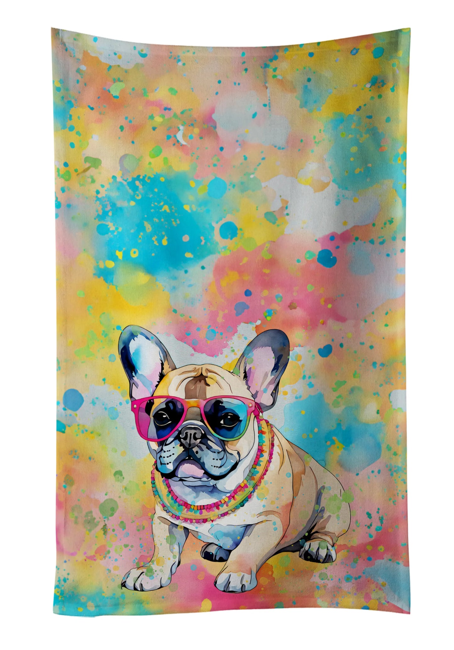 Dog Lover Kitchen Towel - Absorbent Cotton Dish Towel with Hippie Dog Design