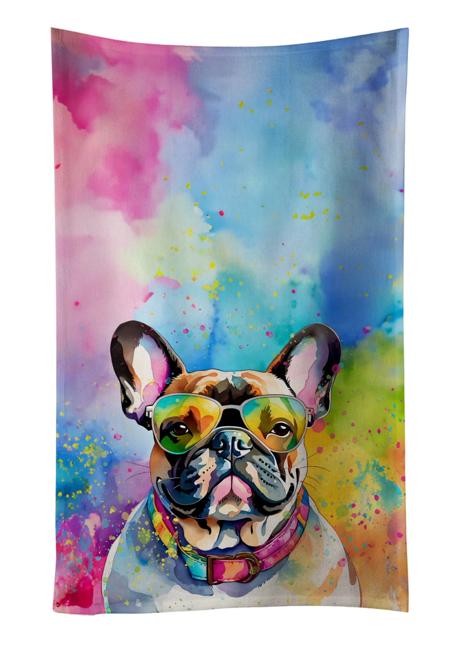 Dog Lover Kitchen Towel - Absorbent Cotton Dish Towel with Hippie Dog Design