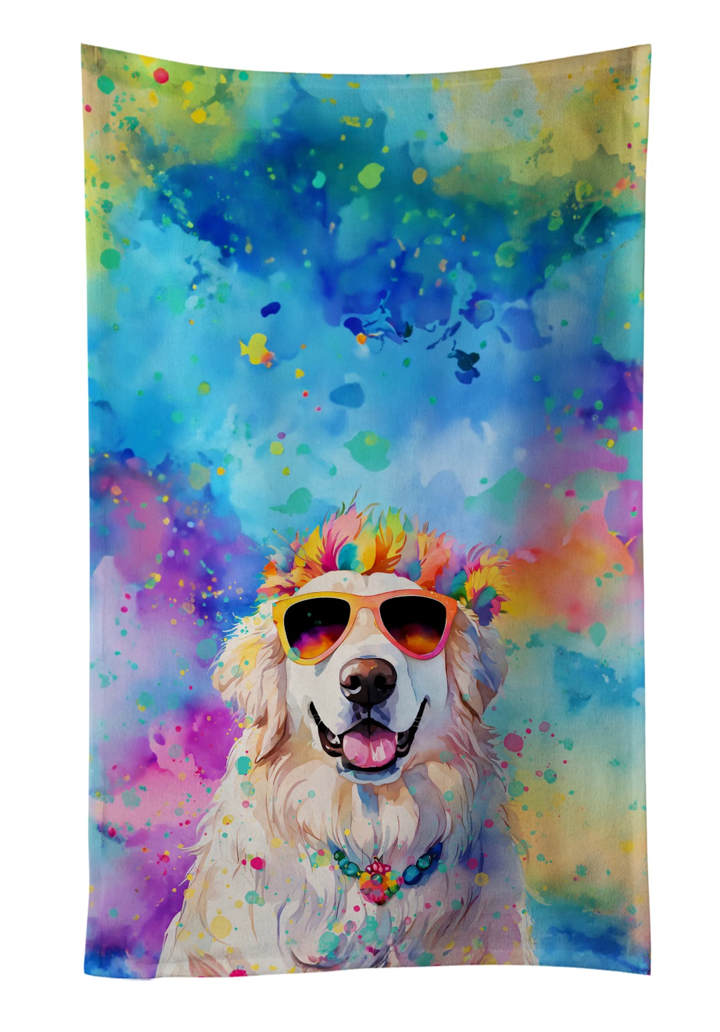 Dog Lover Kitchen Towel - Absorbent Cotton Dish Towel with Hippie Dog Design